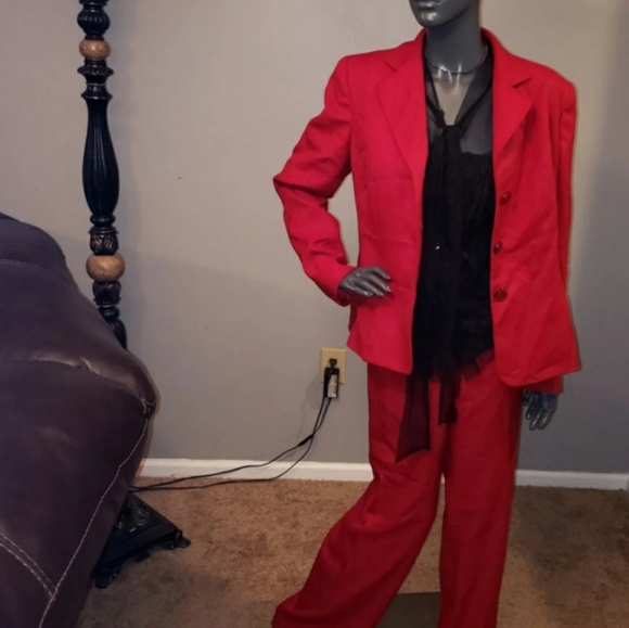 Evanpicone Vintage Womens Red Pant Suit 
